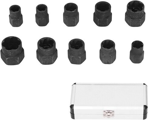 FLEXMAN 10Pcs Nut Remover Set, Stripped Lug Bolt Broken Screw Extractor Hex Socket Tool with Storage Box, Bolt Extractor Socket Set for Damaged, Frozen, Studs, Rusted in Saudi Arabia