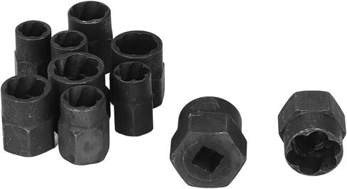 FLEXMAN 10Pcs Nut Remover Set, Stripped Lug Bolt Broken Screw Extractor Hex Socket Tool with Storage Box, Bolt Extractor Socket Set for Damaged, Frozen, Studs, Rusted in Saudi Arabia