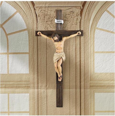 Magicsculp 10.6 '' Catholic Crucifix Wall Crosses - رسم يسوع على الصليب ، هدايا متقاطعة دينية على الجدار المعلق لديكور المعمودية للمكتب المنزلي للكنيسة in Kuwait