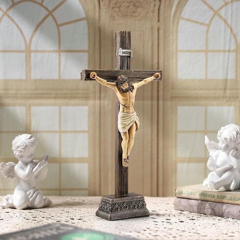Magicsculp 10.6 '' Catholic Crucifix Wall Crosses - رسم يسوع على الصليب ، هدايا متقاطعة دينية على الجدار المعلق لديكور المعمودية للمكتب المنزلي للكنيسة in Kuwait