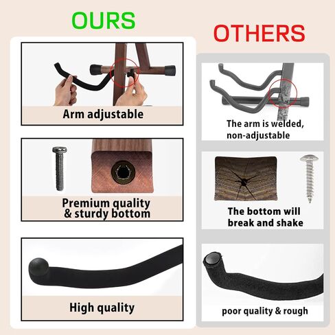 حامل جيتار MOREYES، أرضية جيتار صوتي، حامل جيتار خشبي كهربائي، إطار حامل جيتار قابل للطي، عرض صوتي، كهربائي، جيتار باس، سهل التجميع in Kuwait