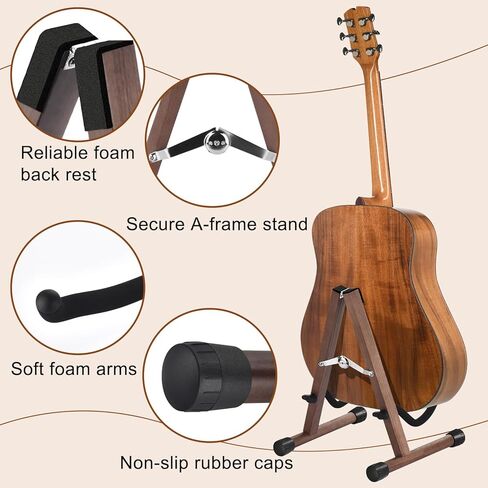 حامل جيتار MOREYES، أرضية جيتار صوتي، حامل جيتار خشبي كهربائي، إطار حامل جيتار قابل للطي، عرض صوتي، كهربائي، جيتار باس، سهل التجميع in Kuwait