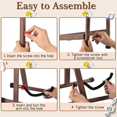 حامل جيتار MOREYES، أرضية جيتار صوتي، حامل جيتار خشبي كهربائي، إطار حامل جيتار قابل للطي، عرض صوتي، كهربائي، جيتار باس، سهل التجميع in Kuwait