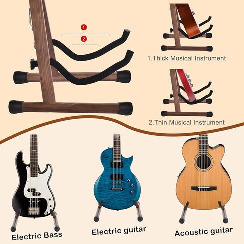 حامل جيتار MOREYES، أرضية جيتار صوتي، حامل جيتار خشبي كهربائي، إطار حامل جيتار قابل للطي، عرض صوتي، كهربائي، جيتار باس، سهل التجميع in Kuwait