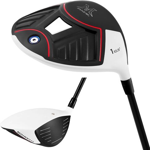 MAZEL Titanium Golf Drivers للرجال، اليد اليمنى، 460CC (أبيض أسود، جرافيت، 10.5) (جرافيت، صلب، 10.5 درجة، يمين) in Saudi Arabia