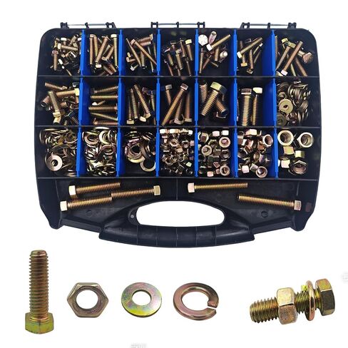 مجموعة مسامير فولاذية من 618 قطعة من Haespot من 5 إلى 8 درجات، مقاومة للتآكل ومتينة، 1/4 بوصة - 20، 5/16 بوصة - 18، 3/8 بوصة - 16، 1/2 بوصة - 13 وحدة إمبراطورية متعددة الأحجام، تعبئة صديقة للبيئة، تخزين احترافي in Kuwait