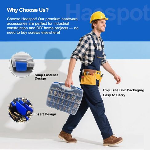مجموعة مسامير فولاذية من 618 قطعة من Haespot من 5 إلى 8 درجات، مقاومة للتآكل ومتينة، 1/4 بوصة - 20، 5/16 بوصة - 18، 3/8 بوصة - 16، 1/2 بوصة - 13 وحدة إمبراطورية متعددة الأحجام، تعبئة صديقة للبيئة، تخزين احترافي in Kuwait