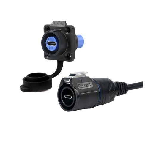 1Pcs Type-C USB 3.1 Connector IP67 Waterproof 5A Data & Power Interface Fast Charging Data Transmission Socket Connector(Plug Socket E,0.5m Cable) in Saudi Arabia