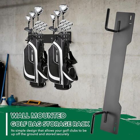 رف تخزين حقيبة الجولف المثبت على الحائط، حامل حقيبة جولف مزدوج عالي التحمل مع مقابض مغطاة بالمطاط لمنظم المرآب in Kuwait