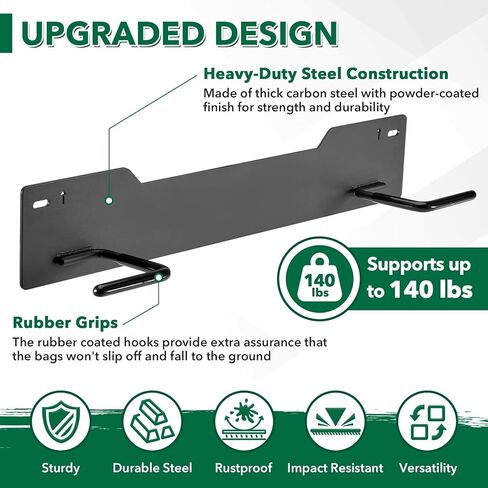 رف تخزين حقيبة الجولف المثبت على الحائط، حامل حقيبة جولف مزدوج عالي التحمل مع مقابض مغطاة بالمطاط لمنظم المرآب in Kuwait
