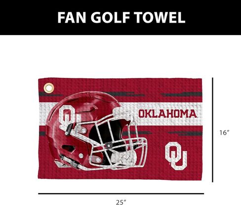 Northwest NCAA Oklahoma Sooners Golf Towel, Official Licensed Microfiber Waffle Fabric, Absorbent 16x25 in Club Cleaning Accessory, Light Up Design in Saudi Arabia