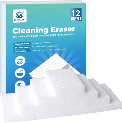 GLIMGLINT 12PK Magic Sponges Cleaning Eraser, Powerful Scrubber Foam Pads, 2X Density Stronger Sponge for Household, Multi-Surface Cleaning Supplies for Kitchen, Furniture, Bathroom, Sink, Wall, Boat in Saudi Arabia