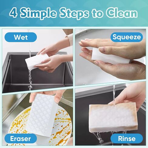 GLIMGLINT 12PK Magic Sponges Cleaning Eraser, Powerful Scrubber Foam Pads, 2X Density Stronger Sponge for Household, Multi-Surface Cleaning Supplies for Kitchen, Furniture, Bathroom, Sink, Wall, Boat in Saudi Arabia
