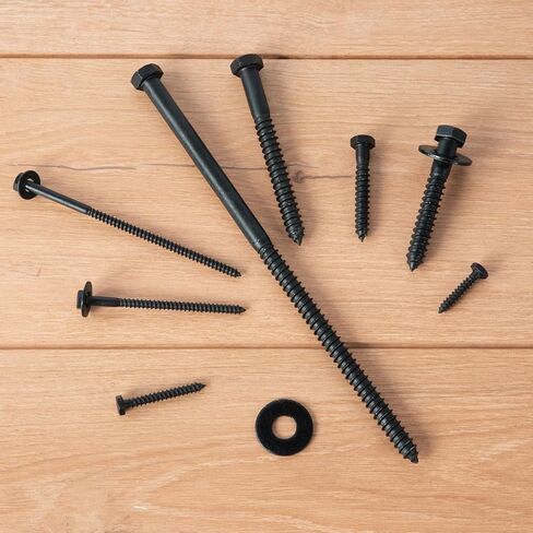 3/8" x 6" Lag Bolts (50 PCS) Black Lag Screws for Wood, Double Anti-Rust Coatings, Heavy Duty Hex Head with Washers in Kuwait