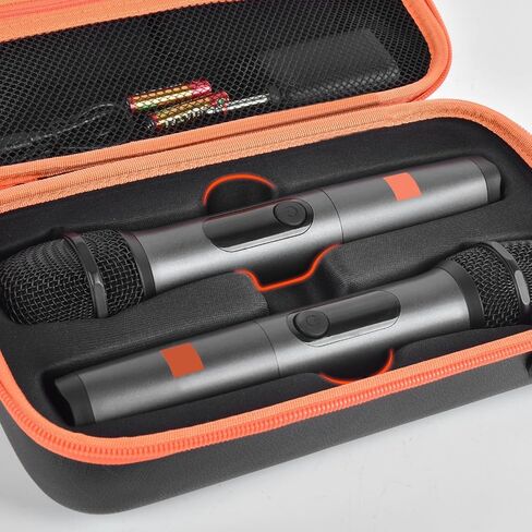حافظة ميكروفون لاسلكي لنظام ميكروفونين لاسلكي JBL، حقيبة محمولة بميكروفون مزدوج للغناء أو الكاريوكي لأجهزة الاستقبال والمحولات وبطاريات AA وغيرها من الملحقات (العلبة باللون الأسود فقط) in Kuwait