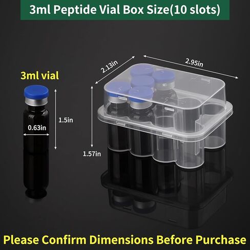 3-Pack Peptide Storage Case for Fridge - 44 Slot Vial Holder Organizer Set Includes 2x10 & 24 Compartments for 3mL Insulin & Peptide Vials - Semi-Transparent Medical Refrigerator Storage Solution in Saudi Arabia