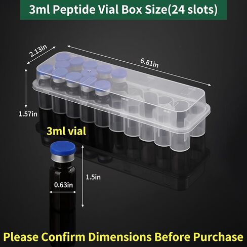 3-Pack Peptide Storage Case for Fridge - 44 Slot Vial Holder Organizer Set Includes 2x10 & 24 Compartments for 3mL Insulin & Peptide Vials - Semi-Transparent Medical Refrigerator Storage Solution in Saudi Arabia