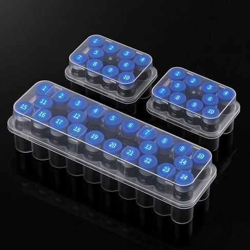 3-Pack Peptide Storage Case for Fridge - 44 Slot Vial Holder Organizer Set Includes 2x10 & 24 Compartments for 3mL Insulin & Peptide Vials - Semi-Transparent Medical Refrigerator Storage Solution in Saudi Arabia