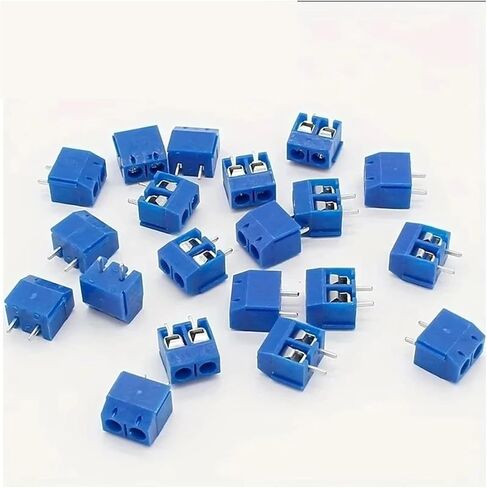 50-Piece Terminal Block Connector Pitch 5.0mm KF301 Straight Pin 2P 3P Screw Connector Assembly Kit(2P Blue) in Kuwait