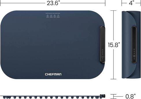Chefman Roll n’ Go Food Warming Mat, Electric Warming Tray for Buffets, Parties, Holidays, 3 Temperature Settings, Easy-Clean Silicone Mat, Roll Up Food Warmers w/Storage Bag - Blue in Saudi Arabia