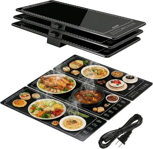 Electric Warming Tray, 3-in-1 Food Warmers for Parties Buffet with 10 Temp Settings and Timer, 25"x15" Glass Surface Warming Mat for Food, Warming Tray for Parties Buffet,Gatherings in Saudi Arabia