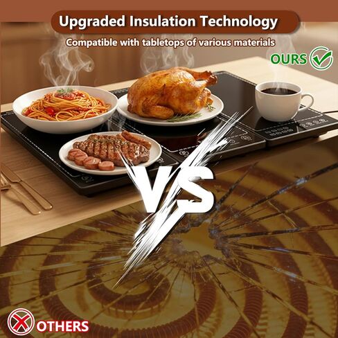 Electric Warming Tray, 3-in-1 Food Warmers for Parties Buffet with 10 Temp Settings and Timer, 25"x15" Glass Surface Warming Mat for Food, Warming Tray for Parties Buffet,Gatherings in Saudi Arabia