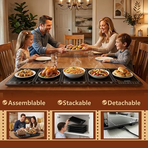 Electric Warming Tray, 3-in-1 Food Warmers for Parties Buffet with 10 Temp Settings and Timer, 25"x15" Glass Surface Warming Mat for Food, Warming Tray for Parties Buffet,Gatherings in Saudi Arabia