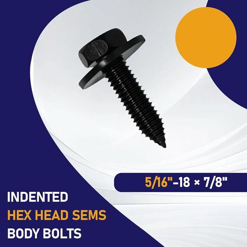 50 حزمة من مسامير الجسم السداسية ذات الرأس المسننة مقاس 5/16 بوصة - 18 × 7/8 بوصة، مثبتات معدنية شديدة التحمل لتطبيقات مسامير حاجز الشاحنات، براغي جسم السيارة لإصلاح السيارات والشاحنات in Kuwait