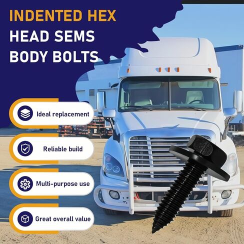 50 حزمة من مسامير الجسم السداسية ذات الرأس المسننة مقاس 5/16 بوصة - 18 × 7/8 بوصة، مثبتات معدنية شديدة التحمل لتطبيقات مسامير حاجز الشاحنات، براغي جسم السيارة لإصلاح السيارات والشاحنات in Kuwait