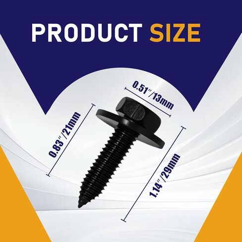 50 حزمة من مسامير الجسم السداسية ذات الرأس المسننة مقاس 5/16 بوصة - 18 × 7/8 بوصة، مثبتات معدنية شديدة التحمل لتطبيقات مسامير حاجز الشاحنات، براغي جسم السيارة لإصلاح السيارات والشاحنات in Kuwait