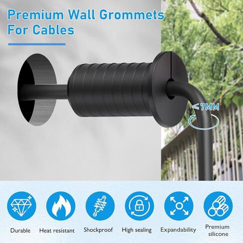 4 قطع من حلقات تثبيت الحائط Starlink بطول 3/4 بوصة من السيليكون - سلك تلفزيون جدار جاف مقاوم للماء يمر عبر حلقة كبل منفصلة غير قابلة للانزلاق لمحول توجيه كابلات Ethernet Dishy من Starlink، (أسود بارتفاع 1-1/2 بوصة) in Kuwait