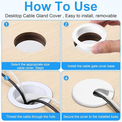2 Inch Desk Cord Grommets, 2 Pcs Desk Grommet Desk Hole Cover Plastic Grommet Hole Covers for Cords Computer Desks Wires Office Equipment (White) in Saudi Arabia