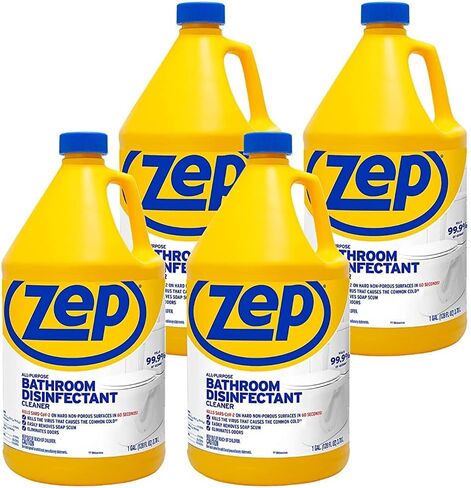 Zep All-Purpose Bathroom Disinfectant Cleaner - 1 Gallon (Case of 4) ZUAPBD128 - Virucidal, Fungicidal, Mildewstat, Kills 99.9 Percent of Germs in 60 Seconds in Saudi Arabia