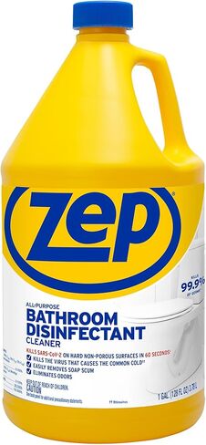 Zep All-Purpose Bathroom Disinfectant Cleaner - 1 Gallon (Case of 4) ZUAPBD128 - Virucidal, Fungicidal, Mildewstat, Kills 99.9 Percent of Germs in 60 Seconds in Saudi Arabia