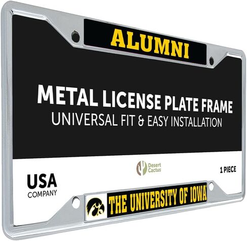 Desert Cactus University of Iowa Car Accessories UI Hawkeyes Metal License Plate Frame for Front or Rear of Car (Alumni Black) in Saudi Arabia