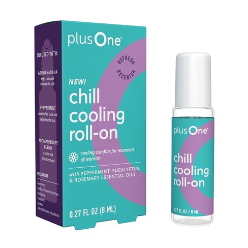 plusOne Chill Cooling Roll-On – Instant Hot Flash Support with Peppermint, Menthol & Ashwagandha – Aromatherapy Essential Oil Blend for Stress & Cooling Refreshment - 0.33 fl oz in Kuwait