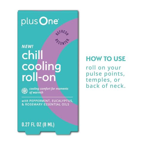 plusOne Chill Cooling Roll-On – Instant Hot Flash Support with Peppermint, Menthol & Ashwagandha – Aromatherapy Essential Oil Blend for Stress & Cooling Refreshment - 0.33 fl oz in Kuwait