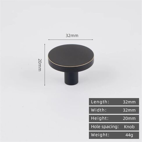 الصلبة النحاس عادي خزانة خزانة درج ناعم مقبض الأثاث العتيقة 1 قطعة (32 مللي متر-أسود) in Kuwait