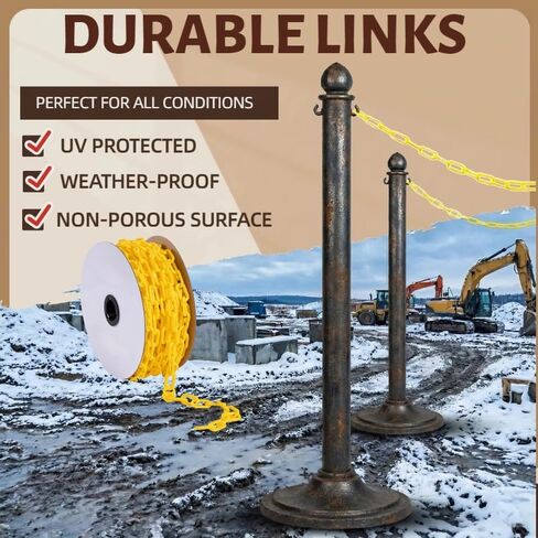 Yellow Plastic Chain Links Large 230FT Safety Chain Barrier UV Protected with 50 S-Hooks, Heavy Duty Caution Chain for Crowd Control, Parking Lot, Driveway, Garden, Fence and Event Decoration in Saudi Arabia
