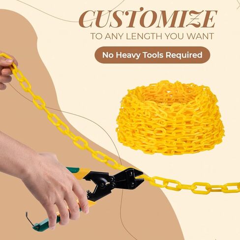 Yellow Plastic Chain Links Large 230FT Safety Chain Barrier UV Protected with 50 S-Hooks, Heavy Duty Caution Chain for Crowd Control, Parking Lot, Driveway, Garden, Fence and Event Decoration in Saudi Arabia