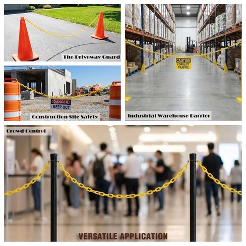 Yellow Plastic Chain Links Large 230FT Safety Chain Barrier UV Protected with 50 S-Hooks, Heavy Duty Caution Chain for Crowd Control, Parking Lot, Driveway, Garden, Fence and Event Decoration in Saudi Arabia