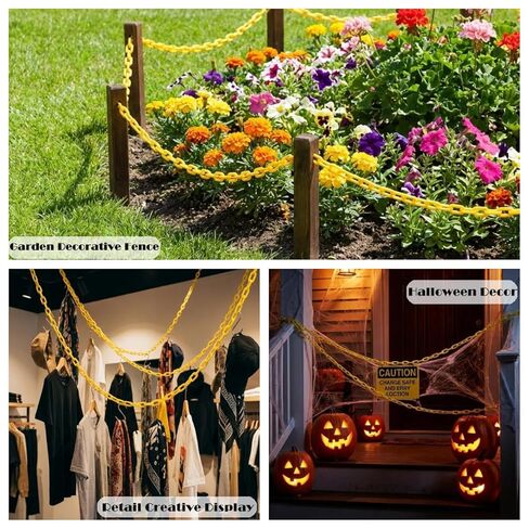 Yellow Plastic Chain Links Large 230FT Safety Chain Barrier UV Protected with 50 S-Hooks, Heavy Duty Caution Chain for Crowd Control, Parking Lot, Driveway, Garden, Fence and Event Decoration in Saudi Arabia