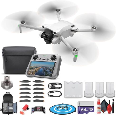 DJI Mini 3 مع جهاز التحكم عن بعد DJI RC (Fly More Combo) (CP.MA.00000613.01) كاميرا كوادكوبتر خفيفة الوزن وقابلة للطي بدقة 4K + بطاقة Extreme Pro سعة 64 جيجابايت + حقيبة ظهر + وسادة هبوط + قارئ بطاقات + المزيد in Saudi Arabia