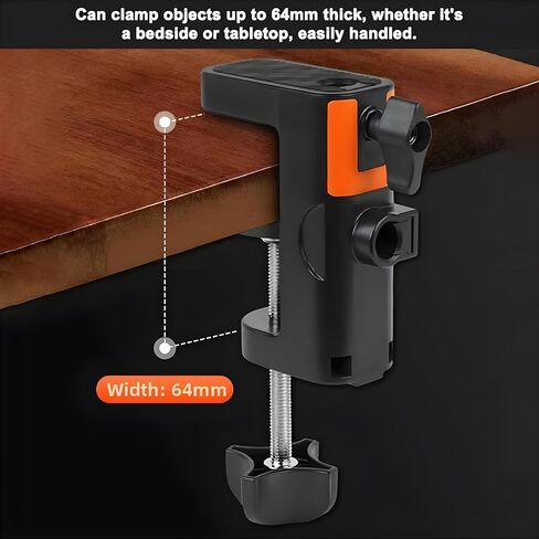 حامل مشبك طاولة عالي التحمل لذراع ذراع الميكروفون، تصميم 2 في 1 C-Clamp لحامل الميكروفون، ذراع الكاميرا العلوية، قاعدة مصباح مكتب - يناسب سمك سطح المكتب حتى 2.56 بوصة/6.5 سم، قطعة واحدة in Kuwait