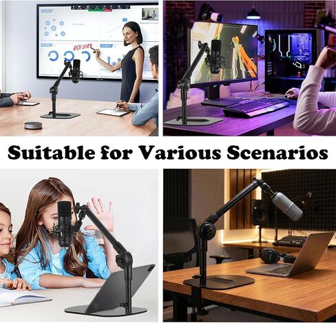 Desktop Microphone Stand, Adjustable Desk Mic Stand for AM8 K669B Yeti HyperX QuadCast SoloCast AT2020, Webcams Camera, Compatible 1/4, 3/8 & 5/8 Thread, for Recording/Podcasting/Streaming in Saudi Arabia