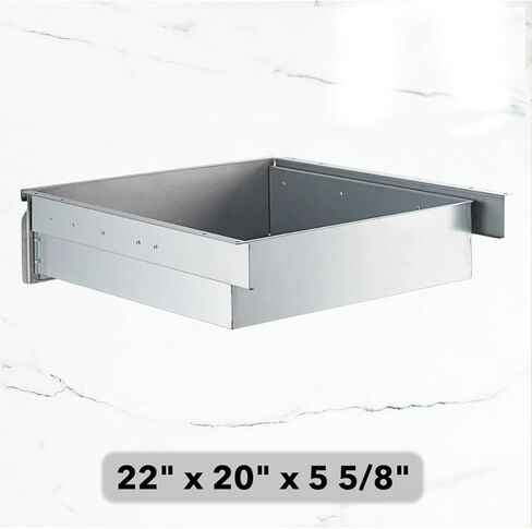 درج معدني لطاولة العمل التحضيرية - واجهة من الفولاذ المقاوم للصدأ مقاس 22 بوصة × 20 بوصة × 5 5/8 بوصة، وجسم مجلفن مقاس 18 بوصة، وشرائح محمل كروي - تناسب طاولات عميقة مقاس 24 بوصة و30 بوصة (طول 36 بوصة على الأقل) in Kuwait