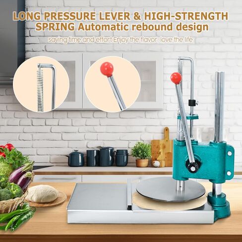 Manual Pizza Dough Press Machine, 9.5 in/24 cm Household Pizza Pastry,Pastry Manual Press Machine for Making Hand Pies, Meatloaf, Soft Rolls Pizza Dough Maker Adjustable Thickness in Saudi Arabia