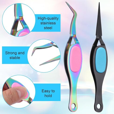 4 Pcs Reverse Tweezers Crafting Tweezers Precision Curved Tweezer Crossing Lock Curved Tweezer Stainless Steel Soft Grip Precision Reverse Grip Fine Tip Tools for DIY Craft, Jewelry, Beading in Saudi Arabia
