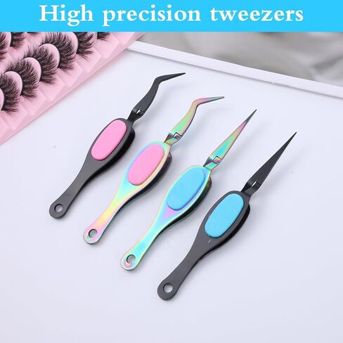 4 Pcs Reverse Tweezers Crafting Tweezers Precision Curved Tweezer Crossing Lock Curved Tweezer Stainless Steel Soft Grip Precision Reverse Grip Fine Tip Tools for DIY Craft, Jewelry, Beading in Saudi Arabia