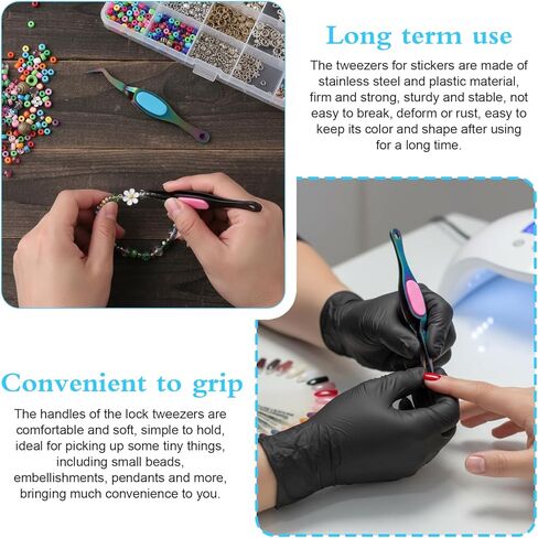 4 Pcs Reverse Tweezers Crafting Tweezers Precision Curved Tweezer Crossing Lock Curved Tweezer Stainless Steel Soft Grip Precision Reverse Grip Fine Tip Tools for DIY Craft, Jewelry, Beading in Saudi Arabia